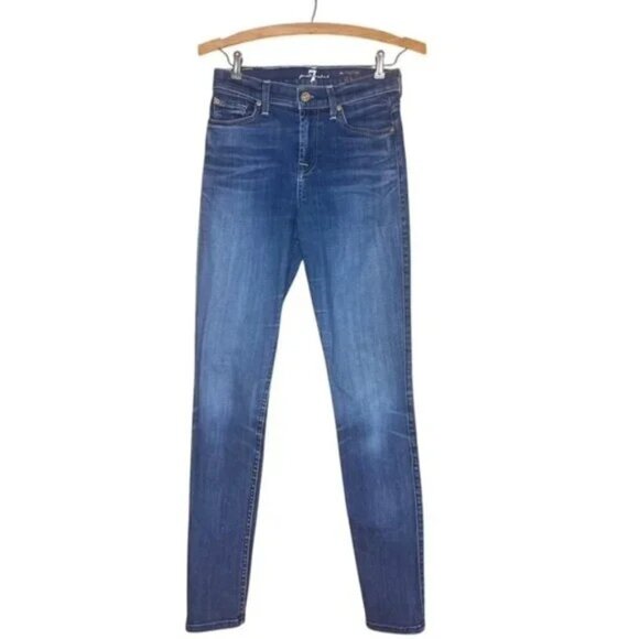 7 FOR ALL MANKIND The Mid-Rise Skinny Jeans - Size 26 - Picture 1 of 2